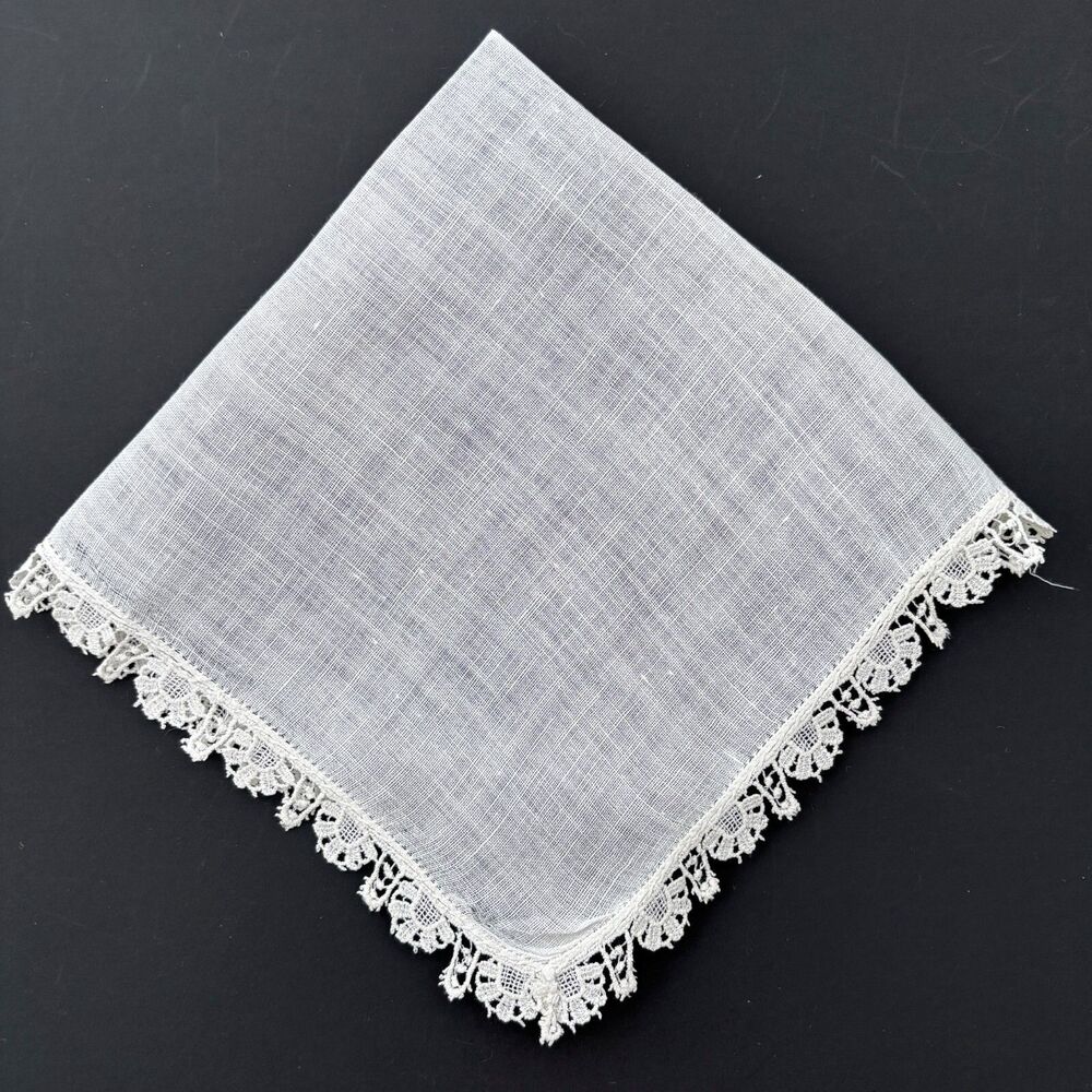 Heirloom Linen Wedding Handkerchief Bride Cottage Vintage Feminine Dainty